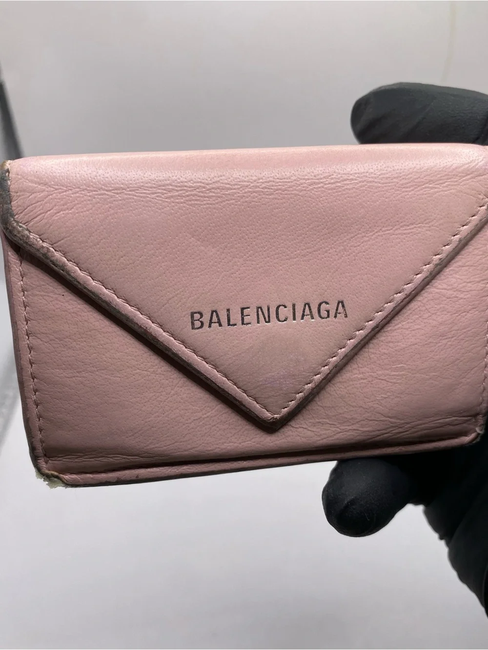 Balenciaga Dusty Pink Leather Envelope Wallet with Silver Logo